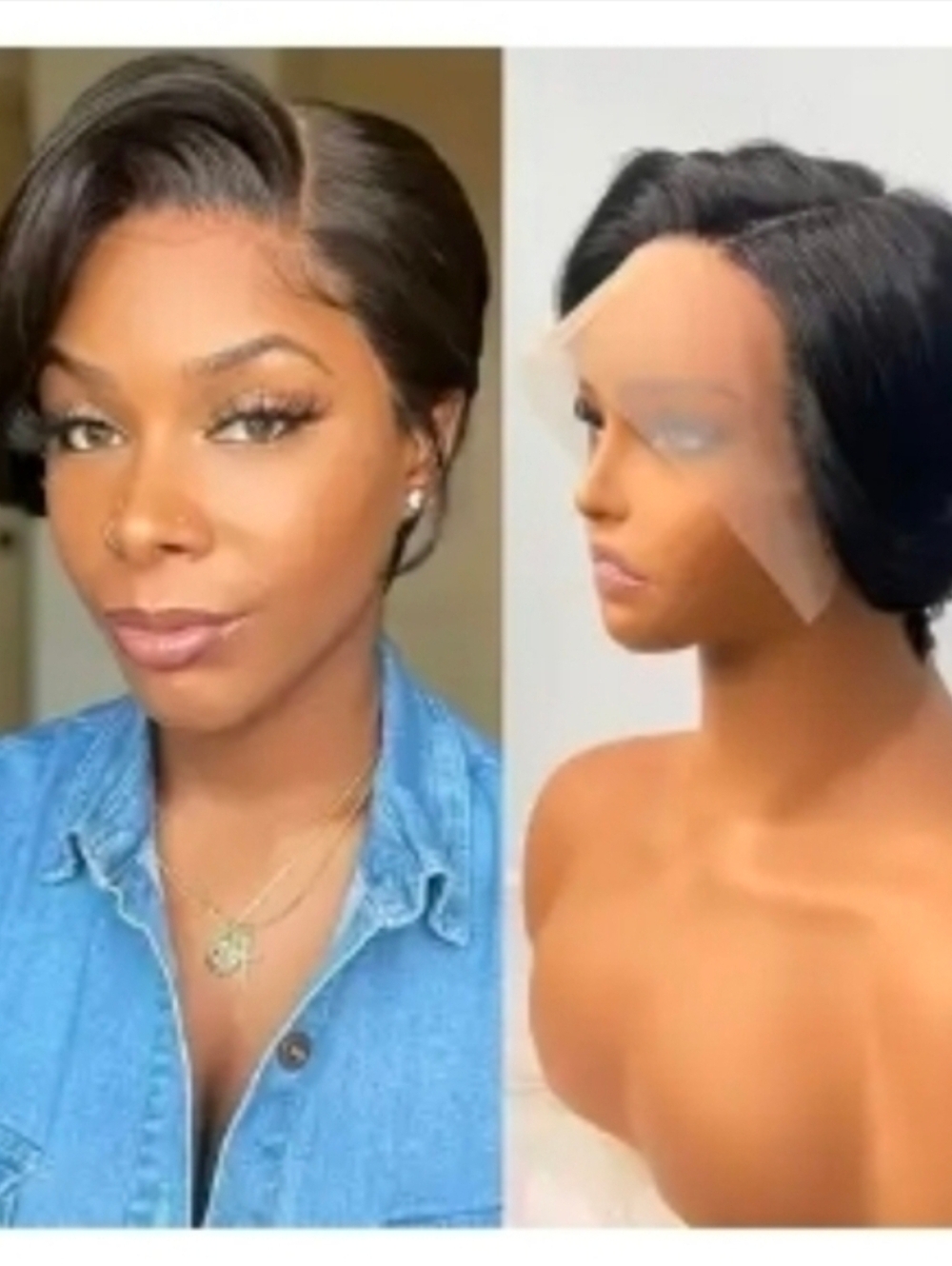 8 Inch 13x4 HD Lace Front STRAIGHT Pixie 100% Human Hair Wig